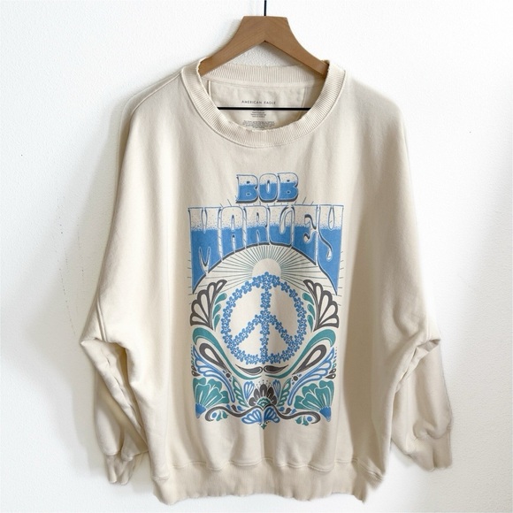 American Eagle Outfitters Sweaters - American Eagle / Bob Marley Peace Sign Beige Sweatshirt Sweater